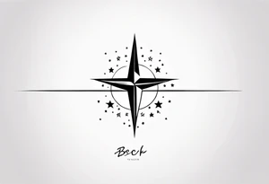 Minimalist tattoo for back and neck with straight line going up beck depicting saying “keep your feet in the ground and your eyes on the stars” tattoo idea