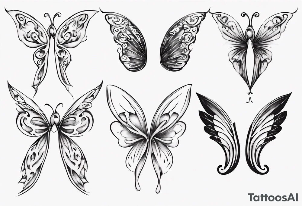 Curiosity inscribed into a simple fairy wing tattoo idea