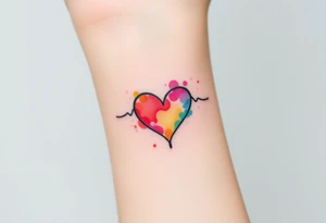 A watercolor infinity symbol with heart in rainbow colors tattoo idea