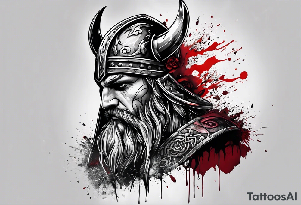 Viking warrior bleeding to death tattoo idea