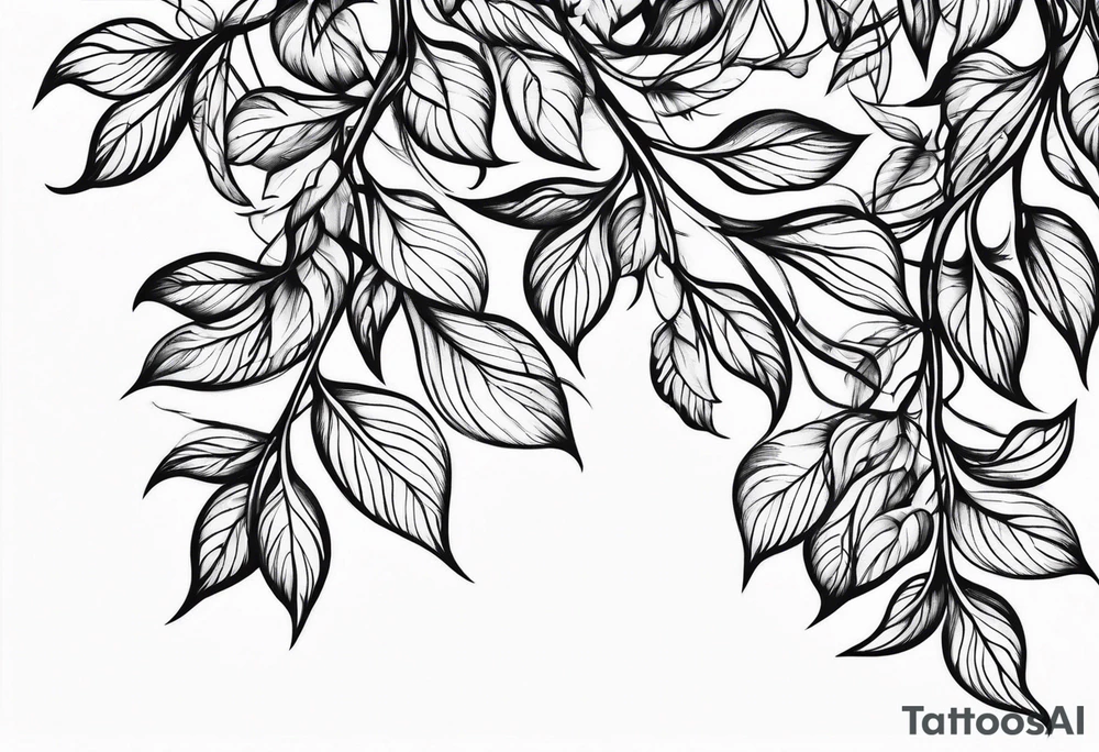 thin vines with leaves in a straight line tattoo idea
