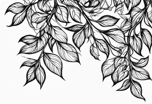 thin vines with leaves in a straight line tattoo idea