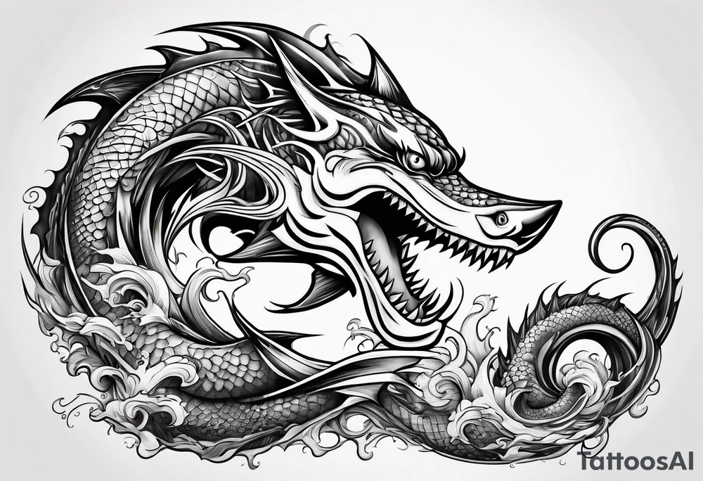 Shark dragon tattoo idea