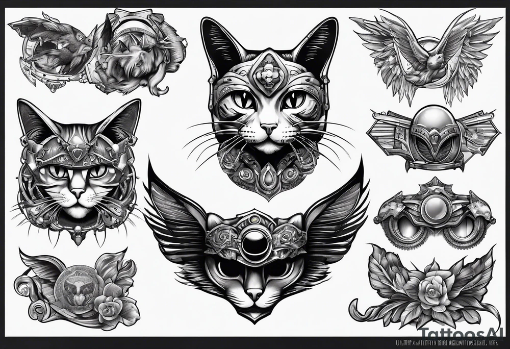 parachuting cat tattoo idea