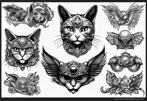 parachuting cat tattoo idea