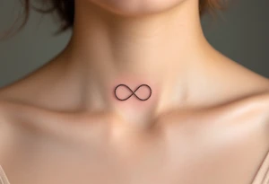 A fine-line infinity symbol with one loop shaped like a soft pink heart, symbolizing lasting affection. tattoo idea