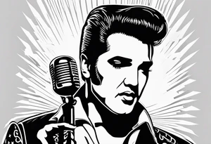 Elvis las Vegas with a microphone minimalistic in a box which has the form of a diamond tattoo idea