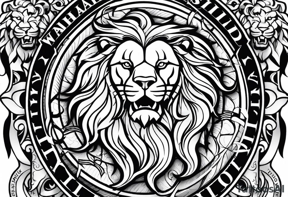 Valhalla shield sword lion tattoo idea
