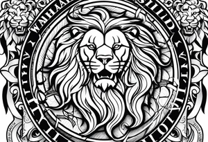 Valhalla shield sword lion tattoo idea
