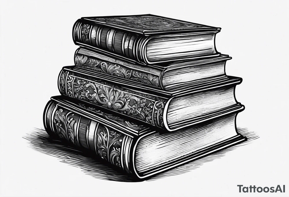 Pride and Prejudice book stacks tattoo idea