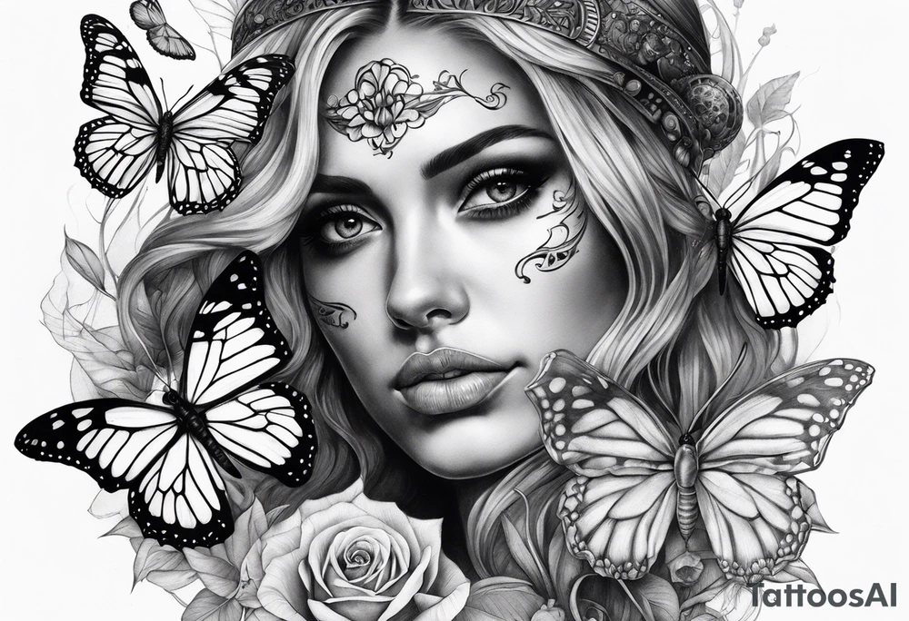 reincarnation, butterfly, skull tattoo idea
