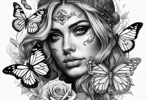 reincarnation, butterfly, skull tattoo idea