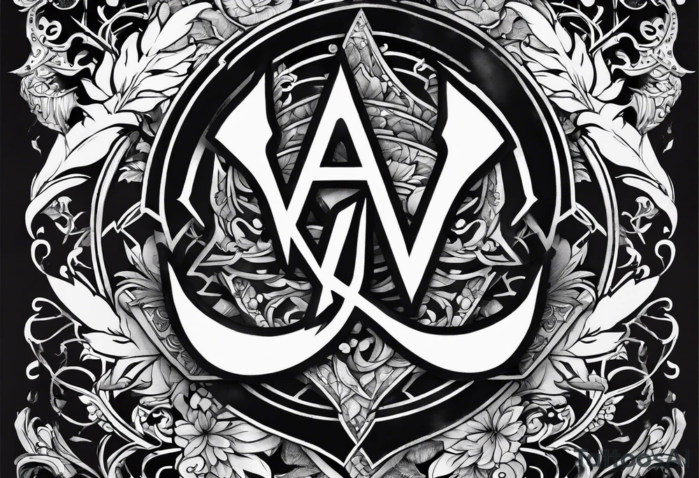 the letters A W R in the middle of a ninja headband tattoo idea