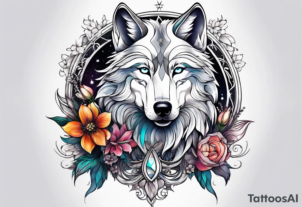 Wolf celeste, flower tattoo idea
