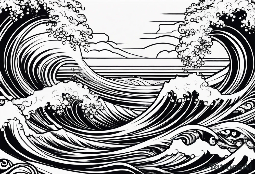 waves background tattoo idea