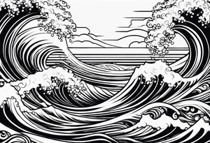 waves background tattoo idea