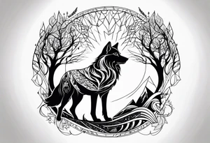 Abstract wolf , tree of life tattoo idea