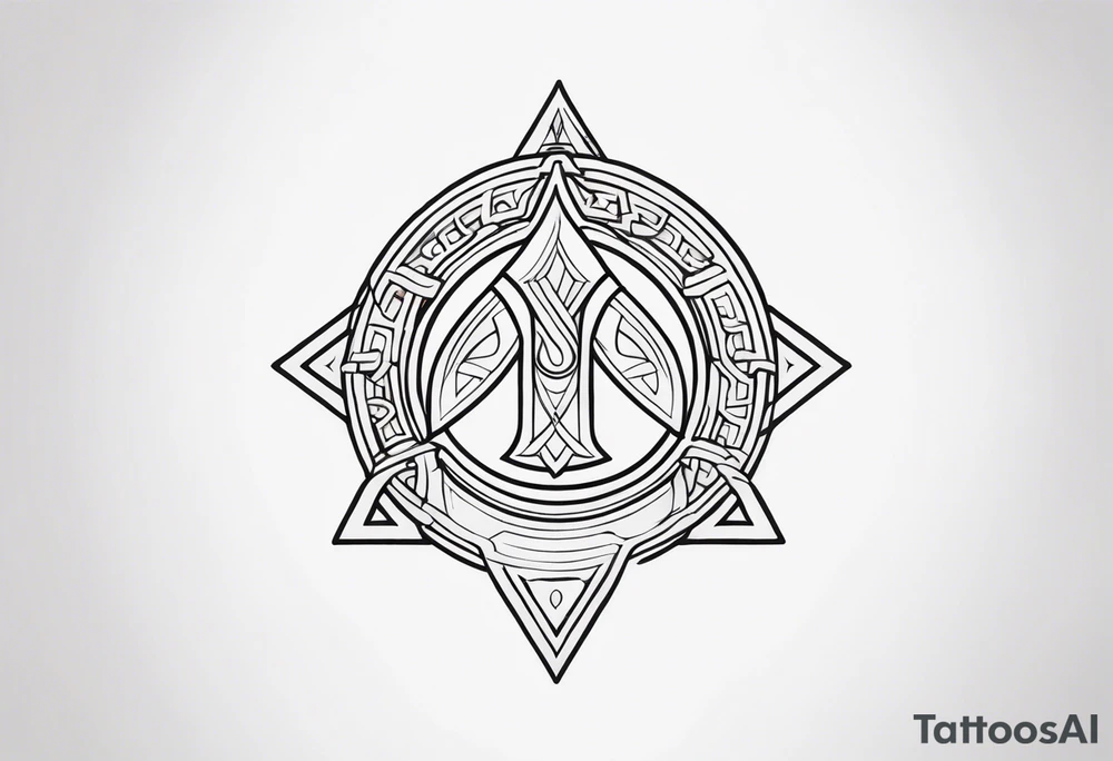 Ancient spartan in a trinity symbol tattoo idea