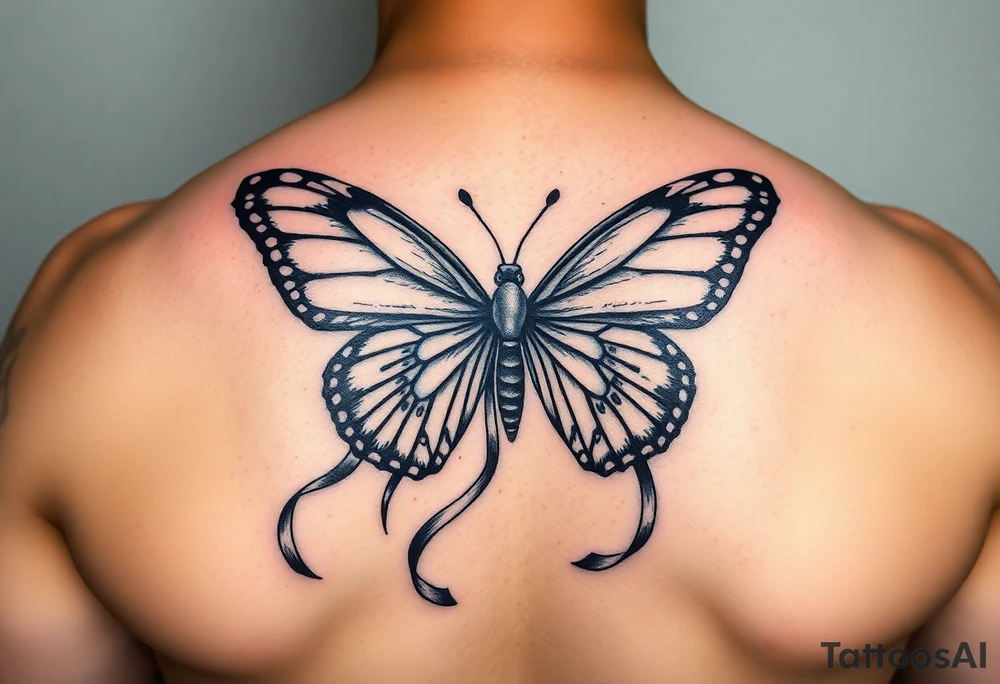 ethereal butterfly with flowing silk ribbons in moonlight tattoo idea ethereal butterfly with flowing silk ribbons in moonlight tattoo idea