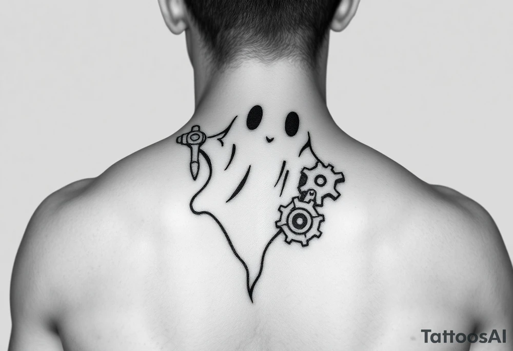 Cute ghost mechanic tattoo idea