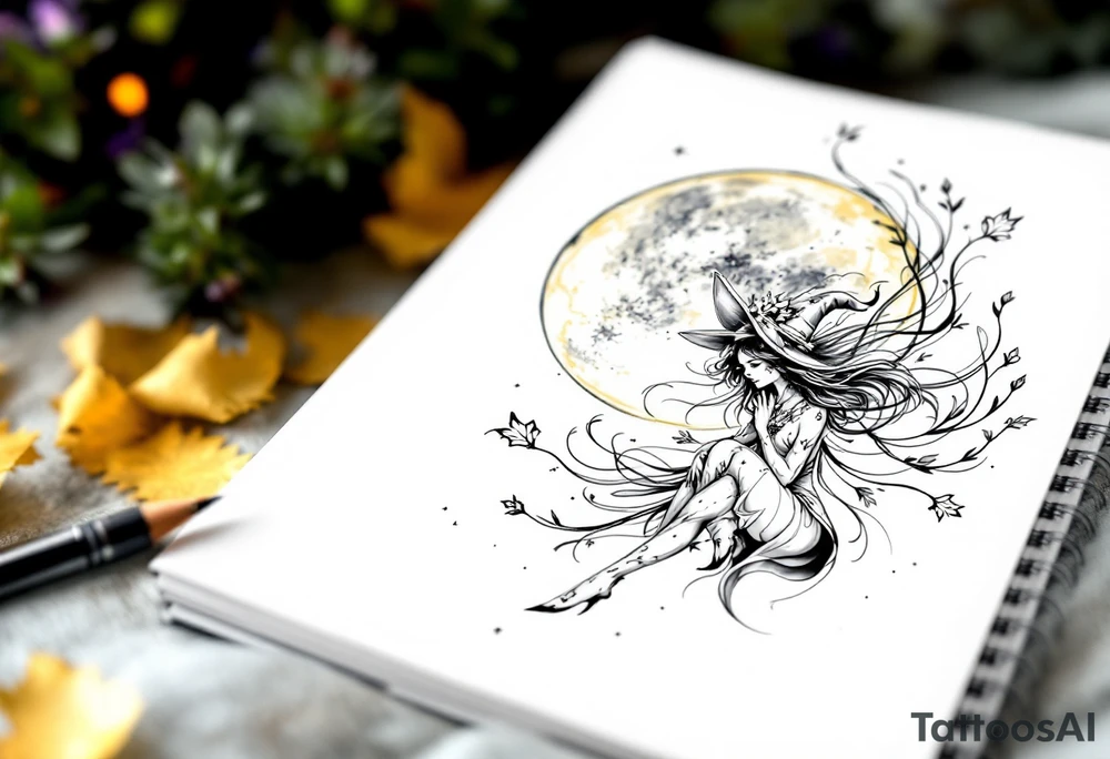 Witch moon tattoo idea