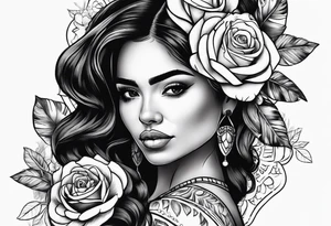 Mexican women with roses tattoo idea