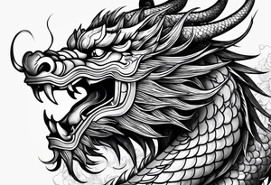 right side profile of a chinese dragon face tattoo idea
