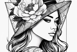 Triangle, peonies, lines, sun, thin lines, aesthetics, tattoo for girl tattoo idea