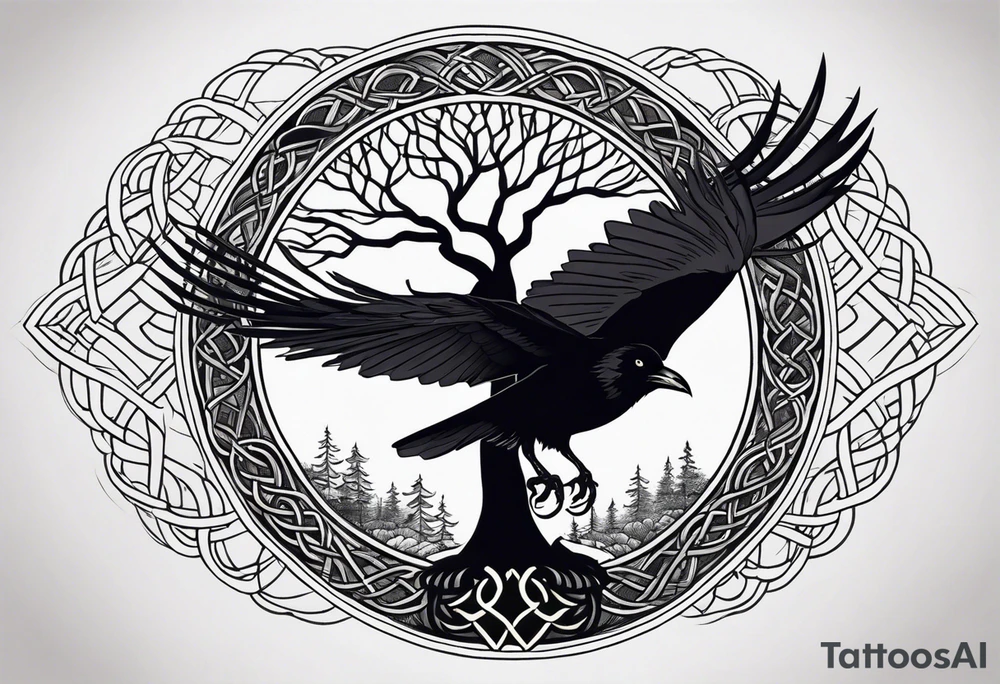 world tree with a raven and knotwork sleeve tattoo tattoo idea world tree with a raven and knotwork sleeve tattoo tattoo idea