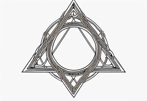 Simplistic triangle inside a circle made from chain and rope elements. tattoo idea