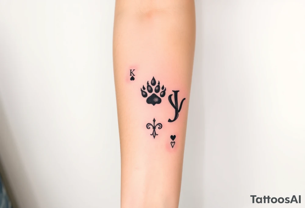 darth vader as the king of spades, paw print as the princess of hearts, joker from batman as the joker, deck of cards tattoo idea