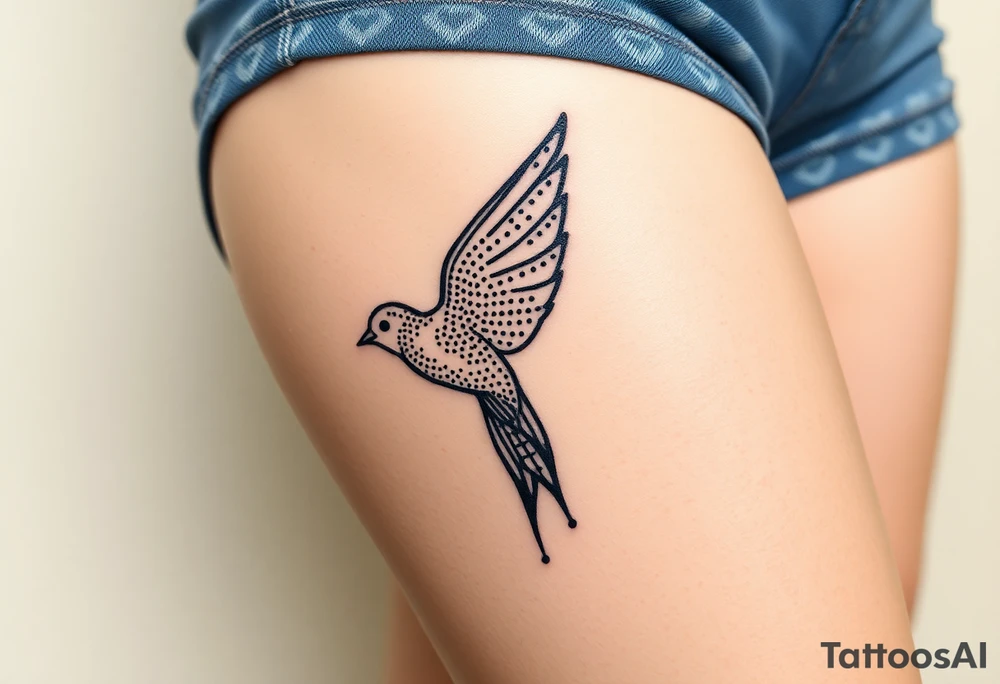 swallow flying with its wings out and forward tattoo idea