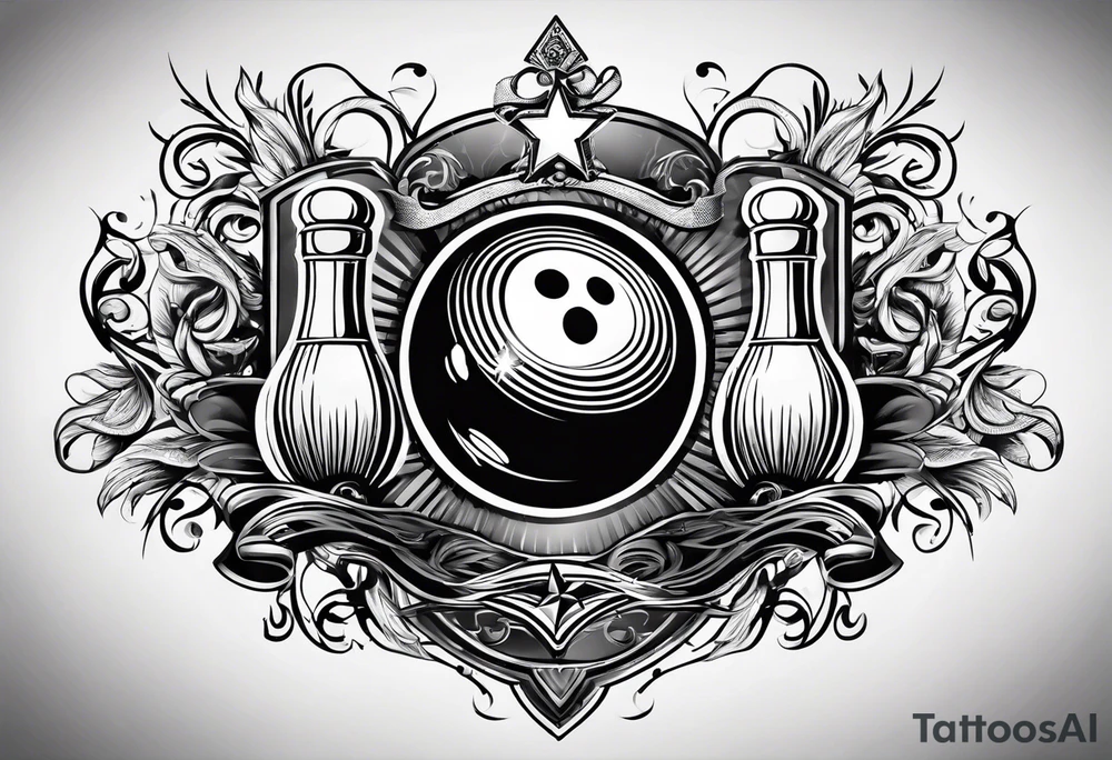 Bowling theme and LaValley family crest tattoo idea