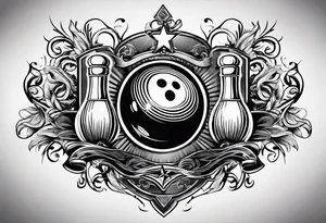 Bowling theme and LaValley family crest tattoo idea