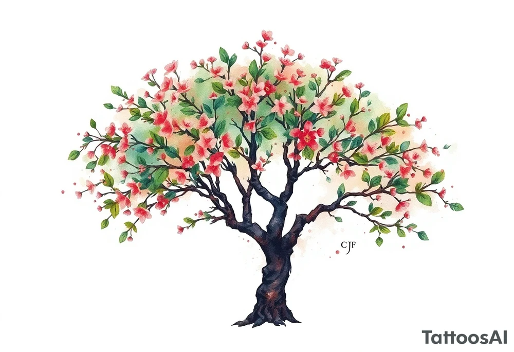 Hawthorn tree tattoo idea
