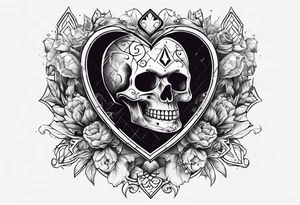 Skeleton stabbing ace of hearts tattoo idea