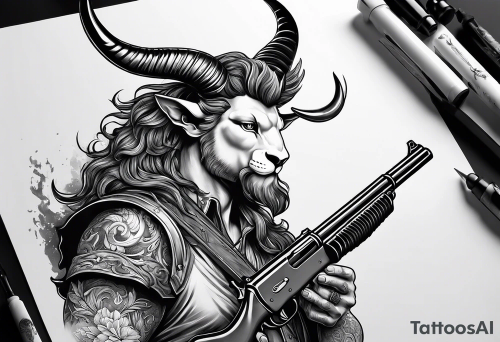 capricorn with a shotgun tattoo idea