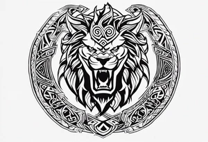 Valhalla sword shield dragon axe Valknut  tribal lion tattoo idea