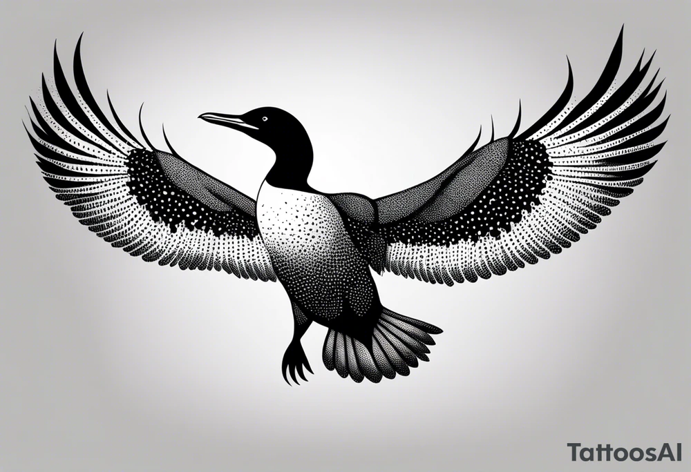 A loon with its wings spread looking badass and tough tattoo idea