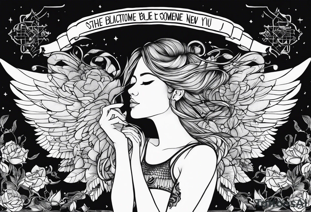 The band sleep token, with the lyrics the night belongs to you, I must be someone new. With wings tattoo idea