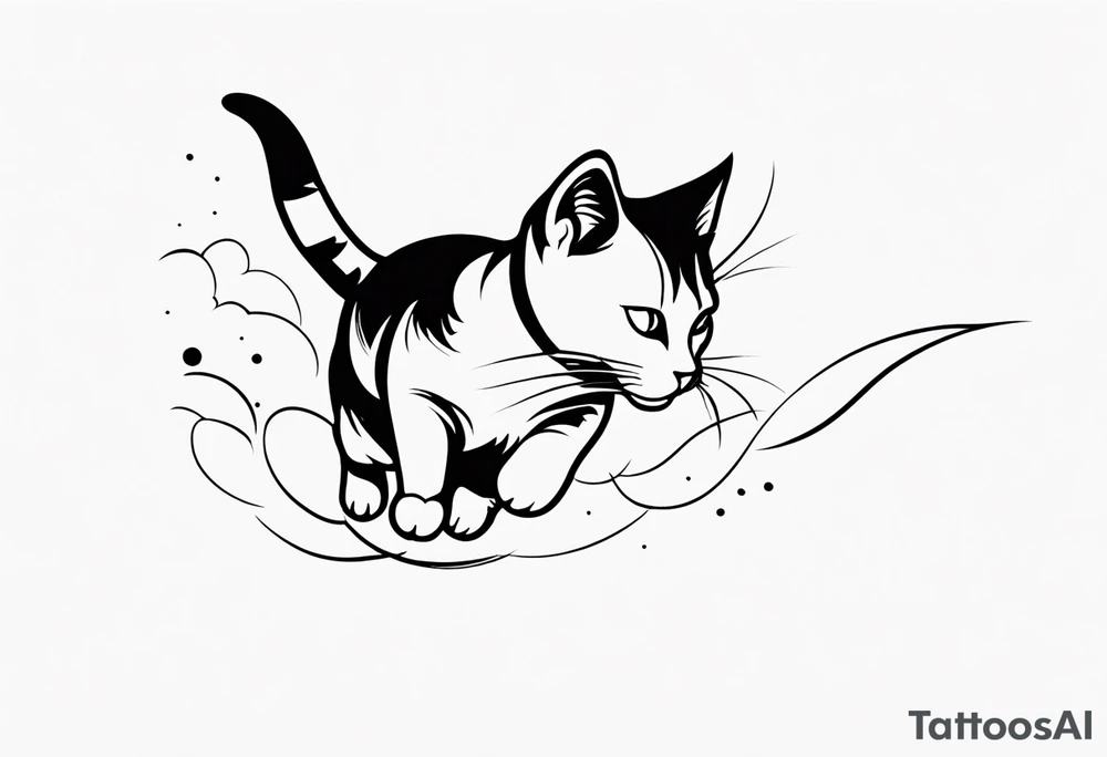 sky diving cat tattoo idea