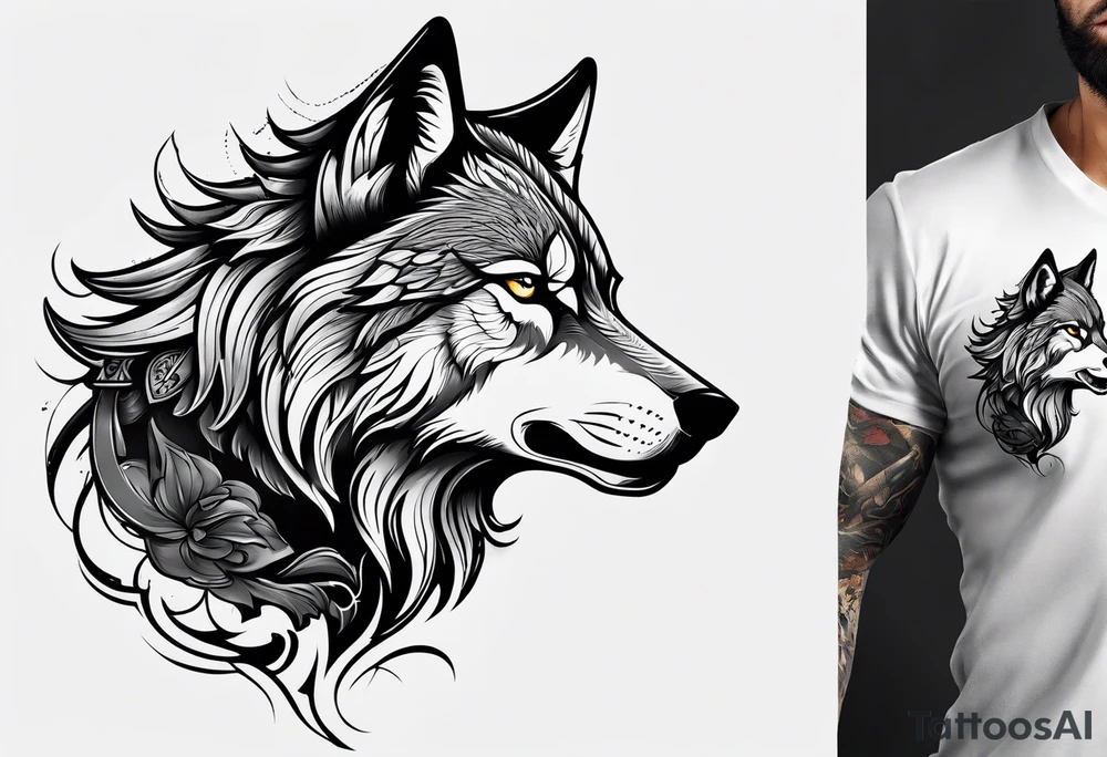 Angry wolf tattoo idea