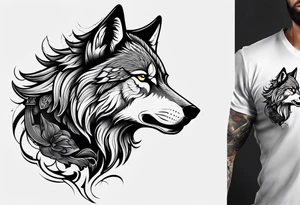 Angry wolf tattoo idea