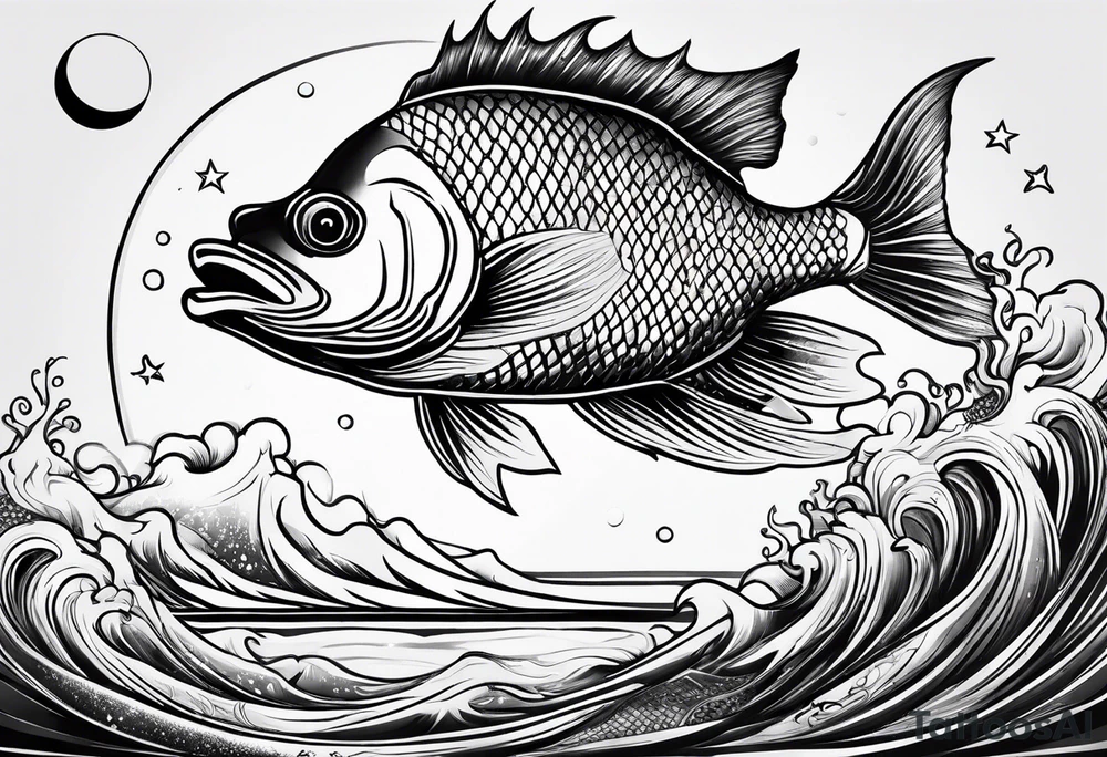 Fish with moon tattoo idea