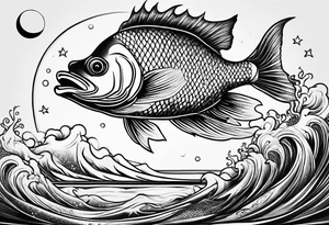 Fish with moon tattoo idea