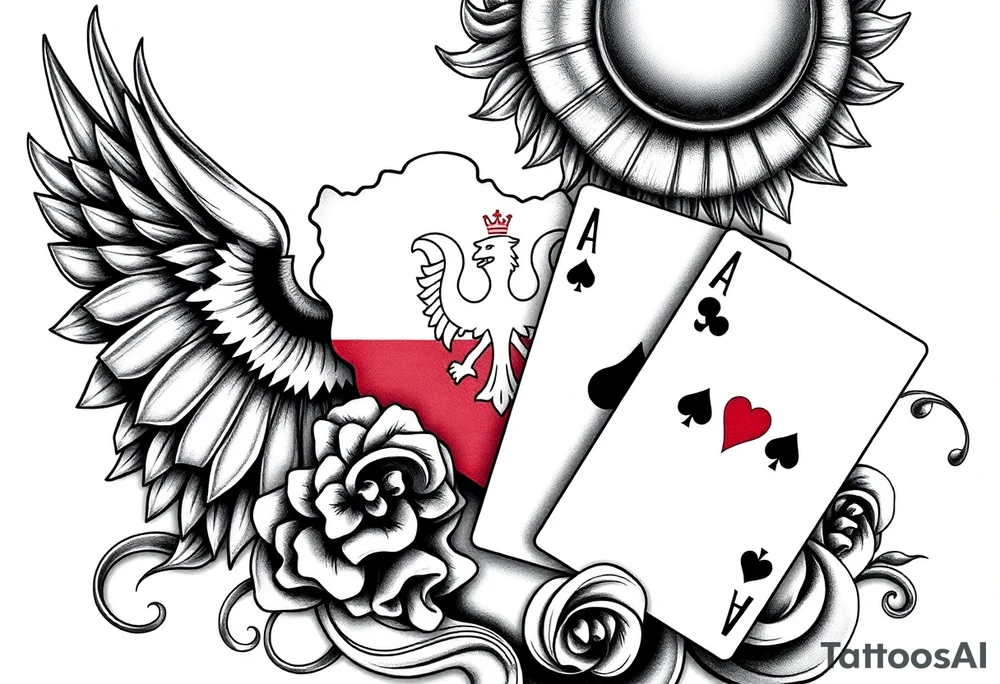 Poland symbol and poker cards Add casino money to it. tattoo idea