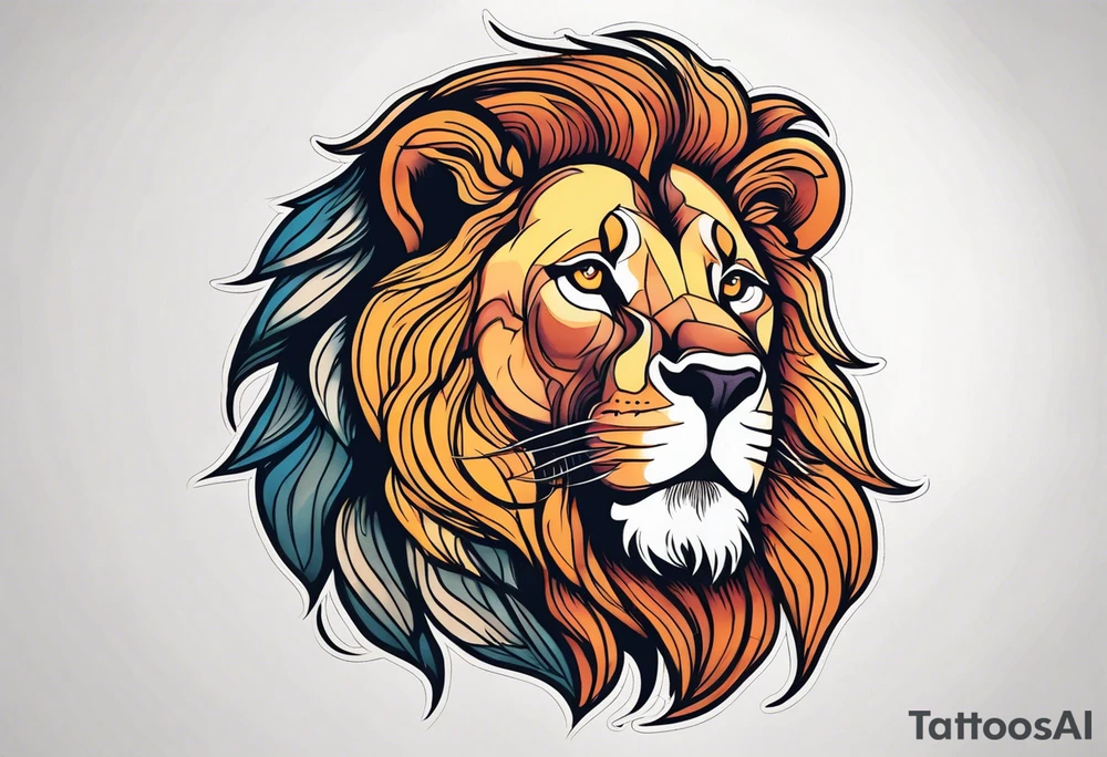 powerful majestic lion, close-up tattoo idea