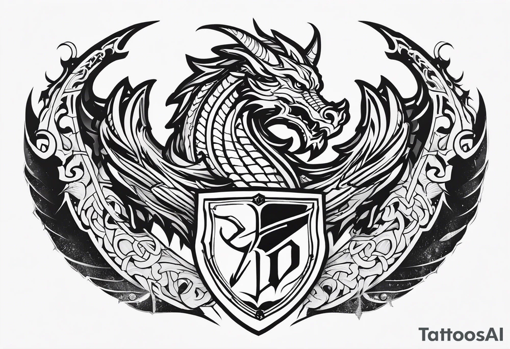 Valhalla shield  dragon sword tattoo idea