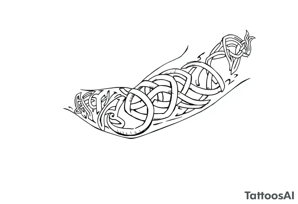 Celtic tribal knots
and bands black and white shading sleeve simple tattoo idea