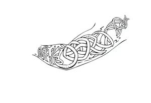 Celtic tribal knots
and bands black and white shading sleeve simple tattoo idea